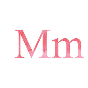 Red watercolor letter M isolated on white background. single element of the alphabet. for design card, invitation poster