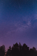 Wall Mural - Landscape with blue Milky Way. Night sky with stars. Beautiful milky way taken in Ukraine during a clear night