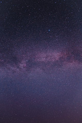Landscape with blue Milky Way. Night sky with stars. Beautiful milky way taken in Ukraine during a clear night