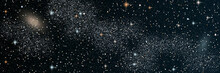 Night Sky Vector Background With Star Cluster, Nebula And Galaxies