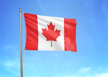 Canada Flag Waving Sky Background 3D Illustration