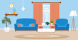 Living room interior vector design