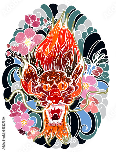 Download Hand Drawn Dragon Tattoo Coloring Book Japanese Style Japanese Old Dragon For Tattoo Traditional Asian Tattoo The Old Dragon Vector Stock Vector Adobe Stock