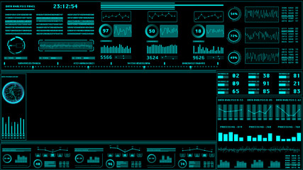 Poster - HUD Futuristic Element Statistics Data Reality Technology Screen Display.