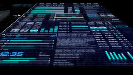 Fototapete - HUD Futuristic Element Statistics Data Reality Technology Screen Display Perspective View Illustration.
