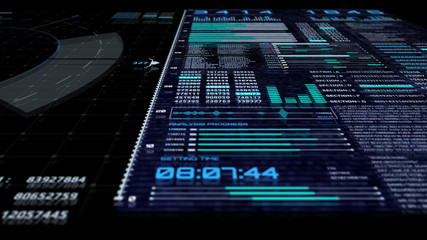 Fototapete - HUD Futuristic Element Statistics Data Reality Technology Screen Display Perspective View Illustration.