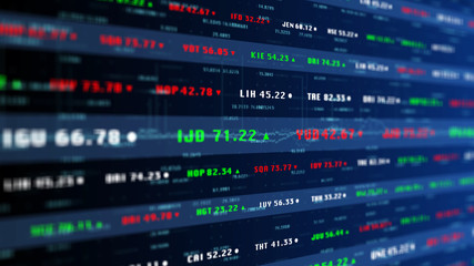 Poster - Stock Market Financial Exchange Trade Chart Dashboard Monitoring In Perspective View Illustration Background.