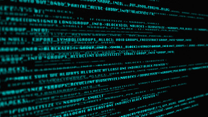Fototapete - Hi Technology Hacker Simulation Digital Computer Script Software Code Illustration.