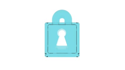 Poster - Without reliable protection, information will be easily accessible. Screensaver of a transparent padlock on a white background. Seamless loop.