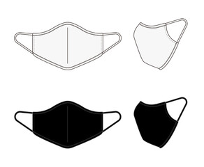 Medical face mask vector template illustration set