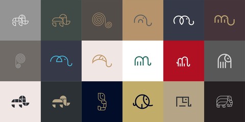 Wall Mural - Set of Elephant Logo Design