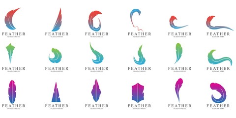 Wall Mural - Set of Feather logo design