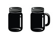Mason jar and mug silhouette vector icon illustration