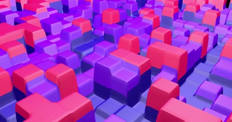 Poster - Cubes. Colorful loop animation. 3D rendering. Digital art. Creative concept.