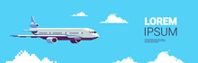 Pixel Art Plane Aircraft Flying In Sky Air Passenger Transport Airline Service Concept Horizontal Copy Space Vector Illustration