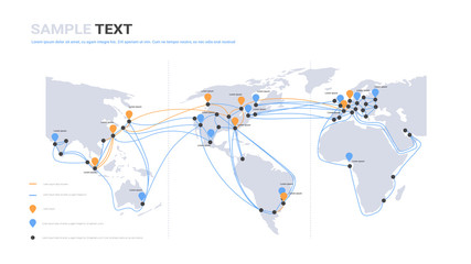 Poster - global network cable connections and information transfer system world map technology internet conne