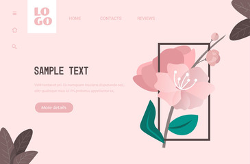Poster - hello spring beautiful flower in frame retro vintage banner poster invitation template horizontal co
