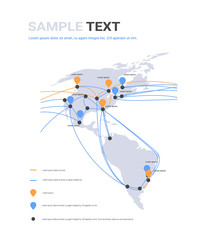 Poster - global network cable connections and information transfer system world map technology internet conne