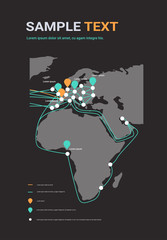Poster - global network cable connections and information transfer system world map technology internet conne