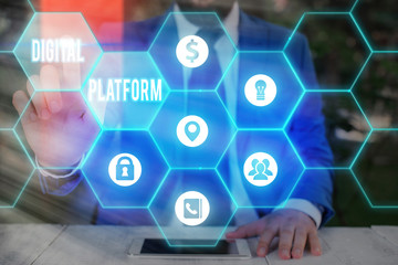 Poster - Conceptual hand writing showing Digital Platform. Concept meaning marketing campaign or branding new product service