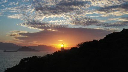 Poster - Lighthouse of Victoria Harbour at dusk