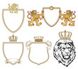 Wappen mit Löwen und Kronen, , vector illustration