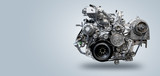 Fototapeta  - Diesel engine on gray background