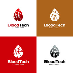 Wall Mural - pixel blood logo symbol, blood healthcare logo designs template, blood technology logo designs conce