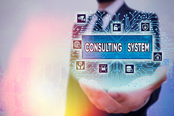 Poster - Writing note showing Consulting System. Business concept for Helping firms improve process adequacy and functionality
