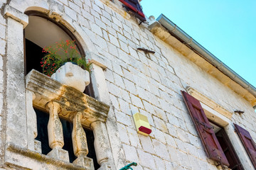 Wall Mural - Amazing view of the church with a blue bath on the island of the Virgin on a reef in the Bay of Kotor, Montenegro