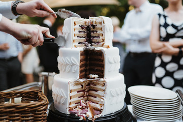 Wall Mural - photo of a three layered white cake