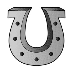 Poster - Horseshoe vector design. digital hand drawn. halftone texture
