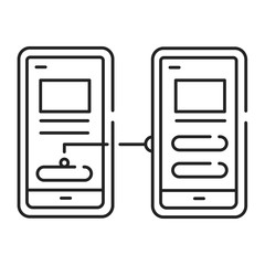 Prototype black line icon. Working example through which a new model or a new version of an existing product can be derived. Pictogram for mobile app. UI UX GUI design element. Editable stroke