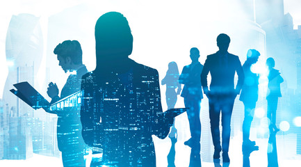 Poster - Business people in city, teamwork