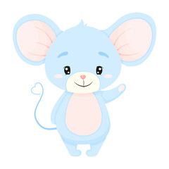  Cute cartoon Mouse isolated on white background. Little funny character. Vector illustration.