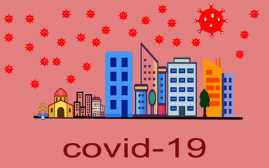 vector illustration of a city covid19 