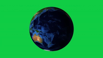 Wall Mural - earth spinning or planet earth rotation animation motion graphics with green screen background. elem