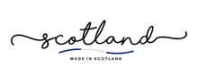 Made In Scotland Handwritten Calligraphic Lettering Logo Sticker Flag Ribbon Banner