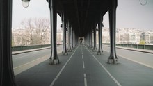 Paris, France / 04 13 2020 : Deserted Bir Hakeim Bridge During Coronavirus / Covid19 Lockdown In Paris, France 4K