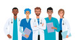 Set of doctors and nurses illustration