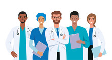 Set Of Doctors And Nurses Illustration