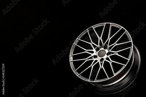 Fotomural black alloy wheels, aluminum disc sport with a carbon fiber cover