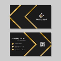 Business card black and gold vector template
