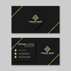Business card black and gold vector template