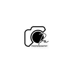 Sticker - Initial Letter PA with camera. Logo photography simple luxury vector.