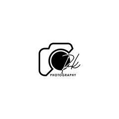 Sticker - Initial Letter PK with camera. Logo photography simple luxury vector.