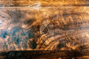 Wall Mural - Old and ancient golden wooden board with lots of patina, burn marks and weathered textured structure. Backdrop and background concept.