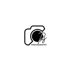 Sticker - Initial Letter PS with camera. Logo photography simple luxury vector.