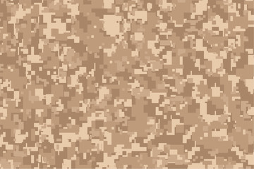 Wall Mural - Light brown Pixel Camouflage. Desert Digital Camo background, military pattern, army and sport clothing, urban fashion. Vector Format. 2:3 aspect ratio.