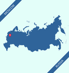 Wall Mural - Map of Russia with capital Moscow